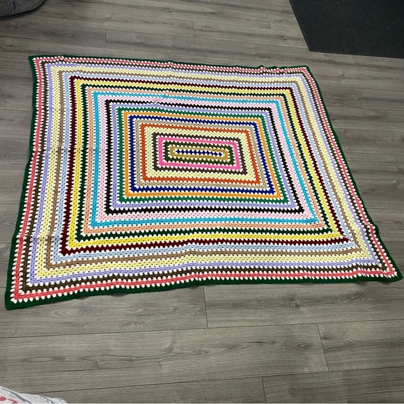 Granny Continuous Square Rainbow Multicolor Blanket Handmade‎ Homemade 60”X60” - Picture 1 of 3